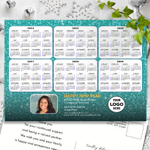 2024 - 2029 6 Year Calendar Modern Blue Corporate Holiday Postcard