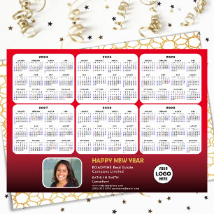 2024 - 2029 Calendar Corporate Logo Modern Red Holiday Card