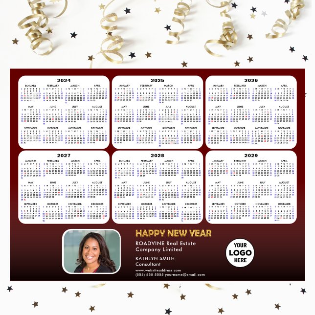 2024 - 2029 Calendar Corporate Photo Red Magnetic  (Creator Uploaded)