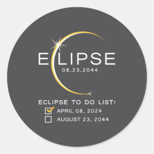 2024 2044 Total Solar Eclipse Checklist Totality 2 Classic Round Sticker