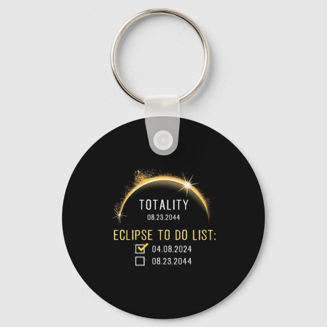 2024 2044 Total Solar Eclipse Checklist Totality 2 Key Ring (Front)