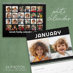2024 - 24 Photo - 2 Per Month Modern Family Calendar
