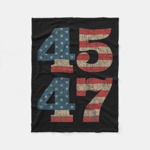 2024 45 47 Vintage American Flag Retro 4547 Trump Fleece Blanket