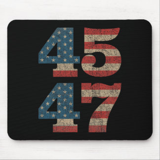 2024 45 47 Vintage American Flag Retro 4547 Trump  Mouse Pad
