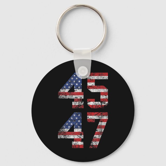 2024 45 47 Vintage American Flag Retro 4547 Us 202 Key Ring (Front)