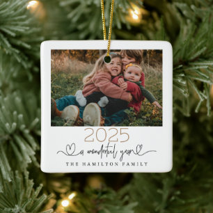 2024 A wonderful year type script photo  Ceramic Ornament