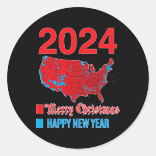 2024 Accurate Election Map Merry Christmas Happy N Classic Round Sticker