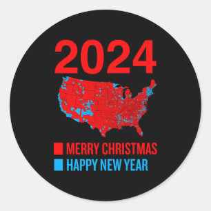 2024 Accurate Election Map Merry Christmas Happy N Classic Round Sticker