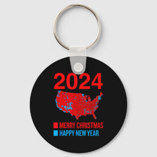 2024 Accurate Election Map Merry Christmas Happy N Key Ring