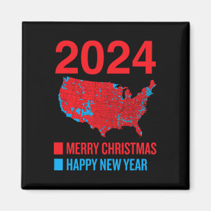 2024 Accurate Election Map Merry Christmas Happy N Magnet