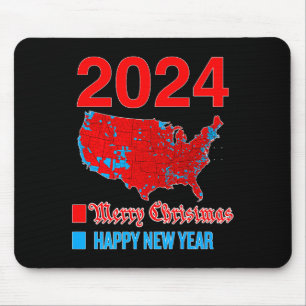 2024 Accurate Election Map Merry Christmas Happy N Mouse Pad