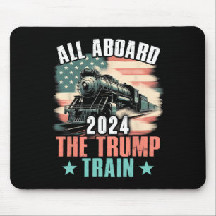 2024 All Aboard The Trump Train 2024 Usa Flag  Mouse Pad
