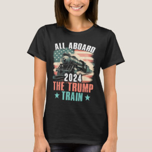 2024 All Aboard The Trump Train 2024 Usa Flag T-Shirt
