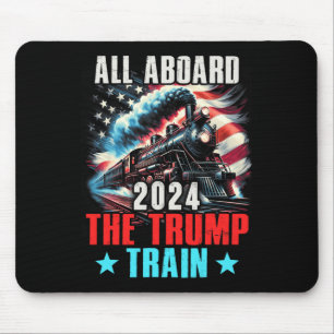 2024 All Aboard The Trump Train Us American Flag  Mouse Pad
