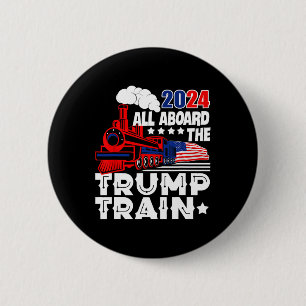 2024 All Aboard The Trump Train Usa American Flag 6 Cm Round Badge