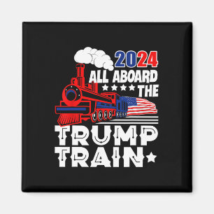 2024 All Aboard The Trump Train Usa American Flag Magnet