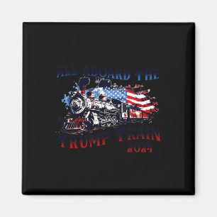 2024 All Aboard The Trump Train Usa American Flag  Magnet