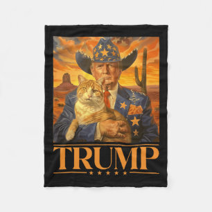 2024 And Cat Western Cowboy Patriotic 4th Of July Fleece Blanket