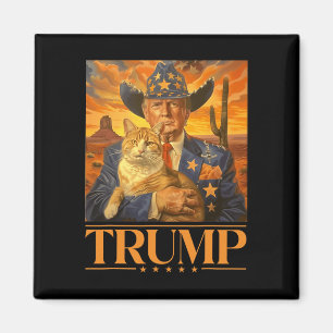 2024 And Cat Western Cowboy Patriotic 4th Of July Magnet