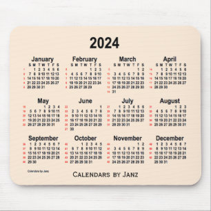 2024 Antique White 52 Weeks Calendar by Janz Mouse Pad