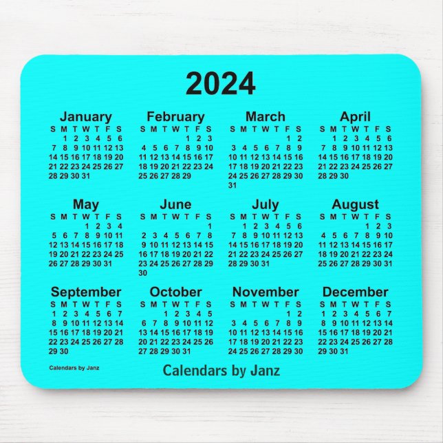 2024 Aqua Calendar by Janz Mouse Pad (Front)