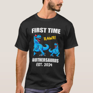 2024 Baby Announcement Dinosaur First Time Brothe T-Shirt