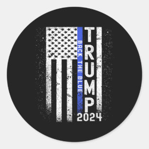 2024 Back The Blue American Flag Blue Line 4th Of Classic Round Sticker