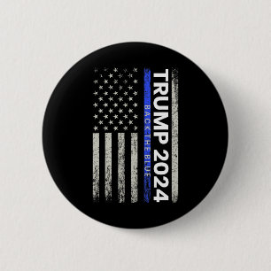2024 Back The Blue Thin Blue Line Police American 6 Cm Round Badge