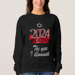 2024 Bar Mitzvah Quote Festive Black Red Decor Sweatshirt