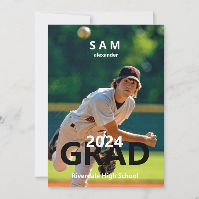 2024 Baseball Photo Graduation Announcement (Front)