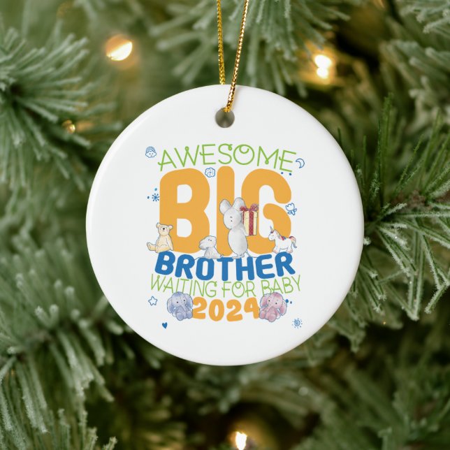 2024 Big Brother Waiting for Baby Ceramic Ornament (Tree)