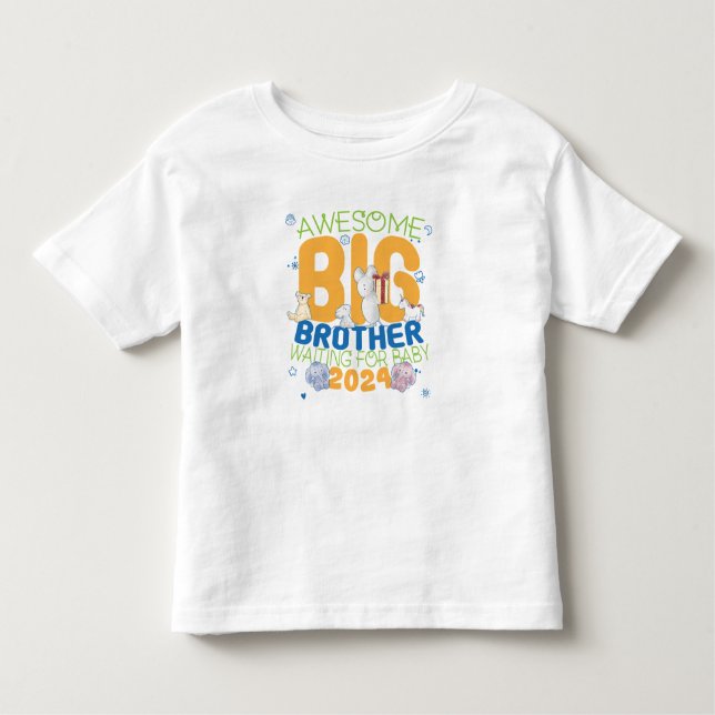 2024 Big Brother Waiting for Baby Toddler T-Shirt (Front)