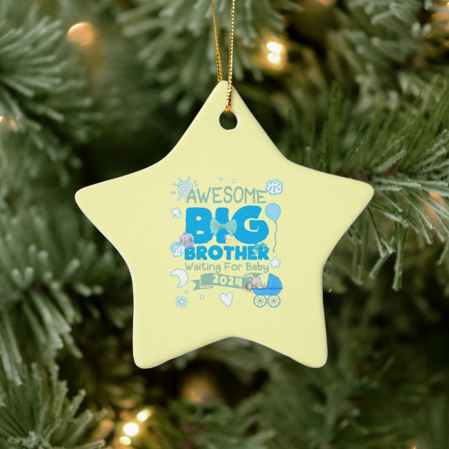 2024 Big Brother Waiting for New Baby Ceramic Ornament (Tree)