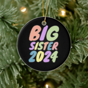 2024 Big Sister Girly Dots Ceramic Ornament