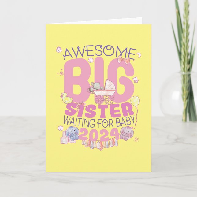 2024 Big Sister Waiting for New Baby Card (Front)