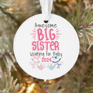 2024 Big Sister Waiting for New Baby Sibling Ornament