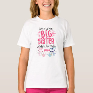 2024 Big Sister Waiting for New Baby Sibling T-Shirt