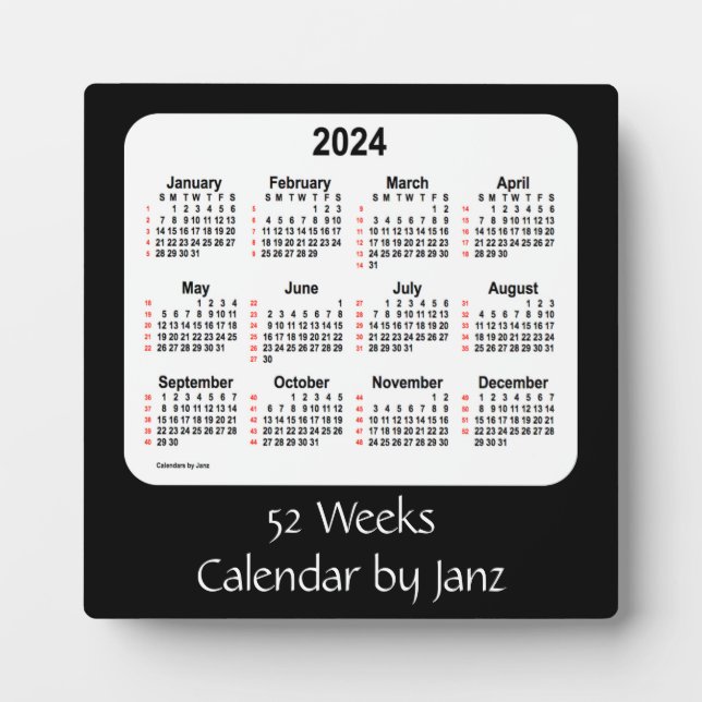 2024 Black 52 Weeks Calendar by Janz Plaque (Front)