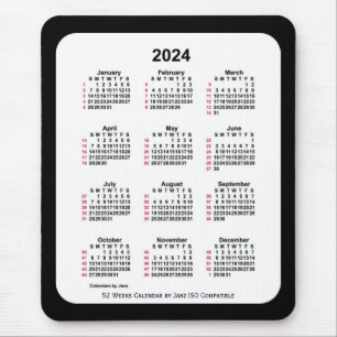 2024 Black 52 Weeks ISO Calendar by Janz Two Tone Mouse Pad