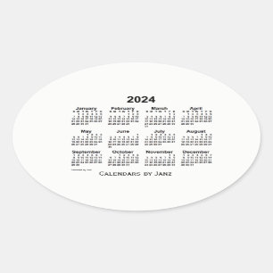 2024 Black and White Calendar by Janz Oval Sticker