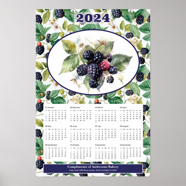 2024 Blackberries Custom Calendar  Poster (Front)