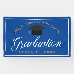 2024 Blue Gold Graduation Custom High School Party Banner
