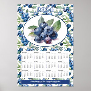 2024 Blueberries Custom Calendar  Poster