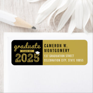 2024 Bold Gold Sketch Modern Graduation Address Return Address Label
