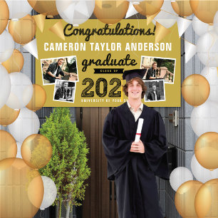 2024 Bold Sketch 4 Photo Congrats Graduation Party Banner