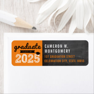 2024 Bold Sketch Modern Orange Graduation Address Return Address Label