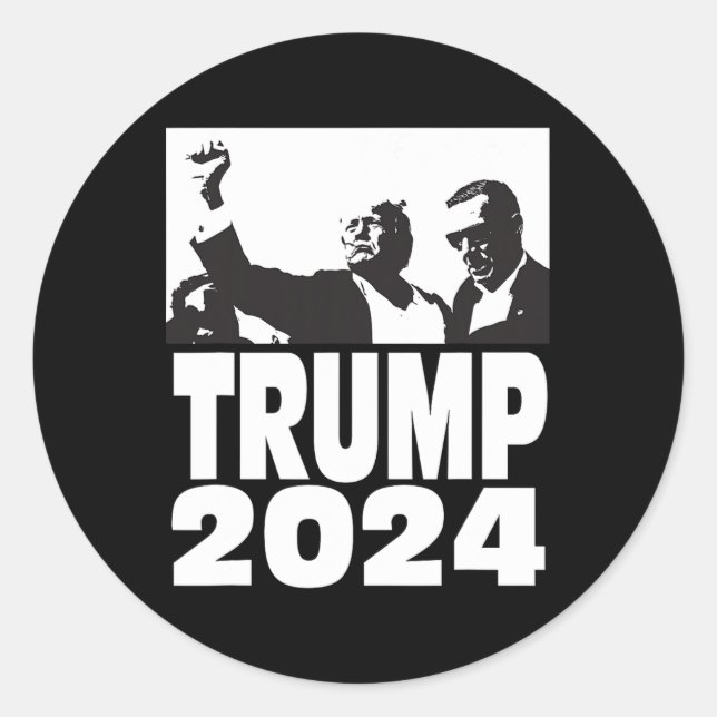 2024 Bulletproof Teflon Don Rally Shooting Fist Pu Classic Round Sticker (Front)