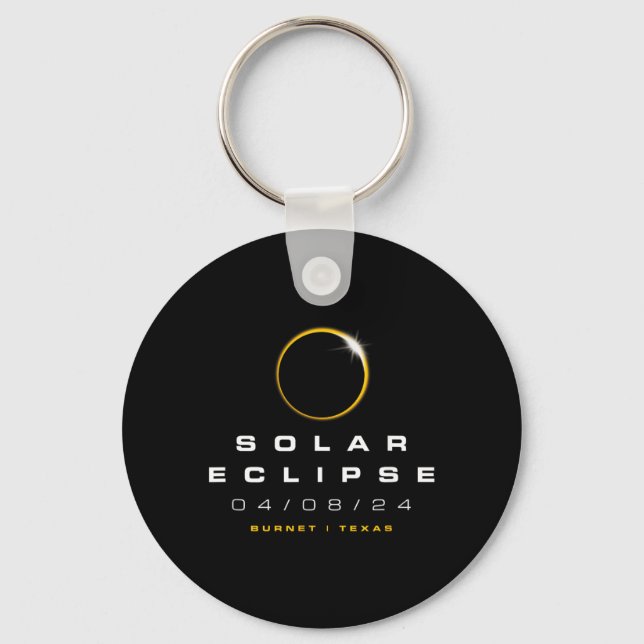 2024 Burnet Texas Solar Eclipse Key Ring (Front)