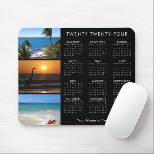 2024 Calendar 3 Photo Personalised Black Mouse Pad