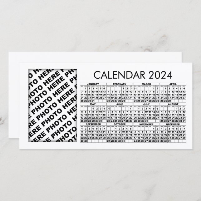 2024 Calendar Add 1 Vertical Photo Card (Front/Back)